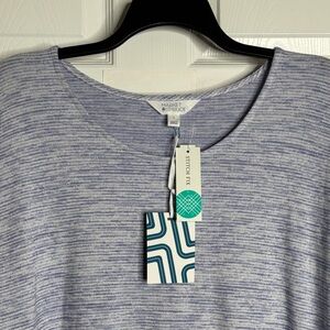 Market & Spruce Women's Heathered Blue Long Sleeve Top